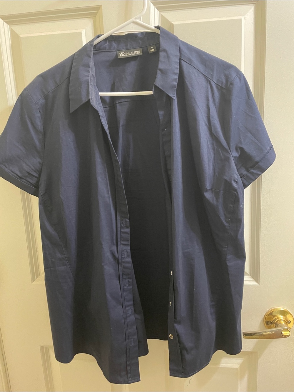 New York & Company Navy Short-Sleeve Button-Down Shirt